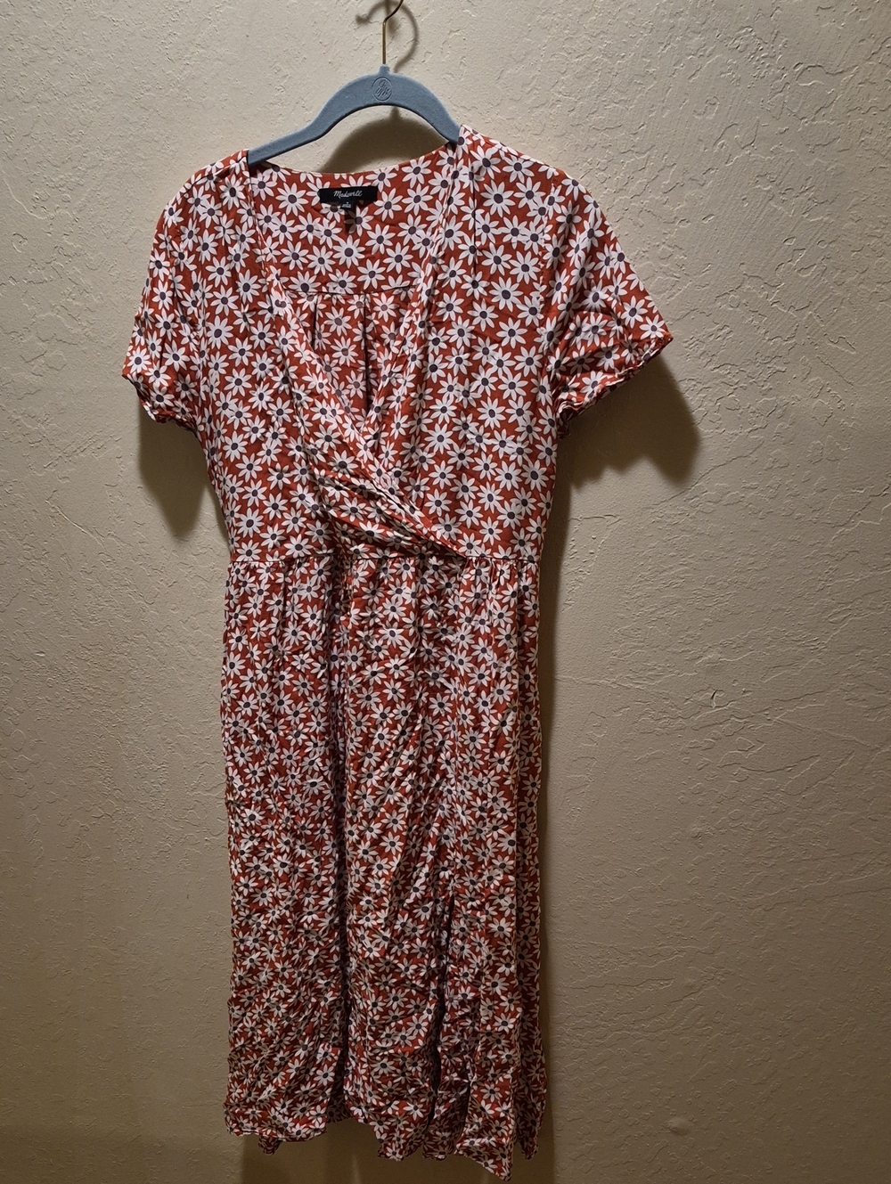 Madewell Rust Midi Dress with White Daisy Print